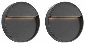 vidaXL Lămpi de perete LED de exterior, 2 buc., negru, 3 W, rotund