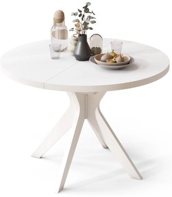 Mazzoni RENZO Alb - MASĂ ROTUNDĂ Ø110 EXTENSIBILĂ PÂNĂ LA 180 cm | PENTRU BUCĂTĂRIE SUFRAGERIE LIVING RETRO