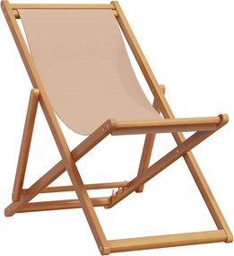 vidaXL Scaun de plajă pliabile, taupe, lemn masiv eucalipt și țesătură