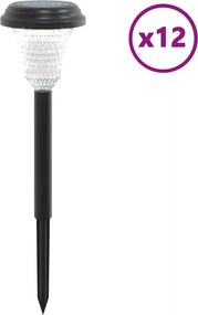 vidaXL Lămpi solare alei cu țăruși de pământ 12 buc., alb