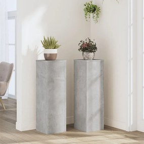 vidaXL Suport de plante, 2 buc., gri beton, 25x25x80 cm lemn prelucrat