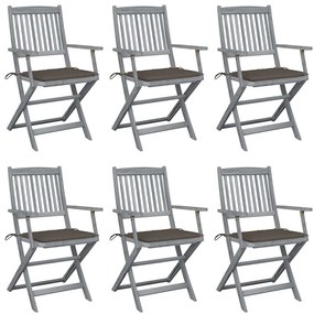 vidaXL Scaune pliante de exterior cu perne 6 buc. lemn masiv de acacia
