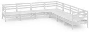3083095 vidaXL Set mobilier de grădină, 7 piese, alb, lemn masiv de pin