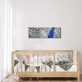 Tablou - păun albastru (cu ceas) (90x30 cm)