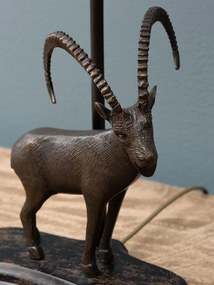 Lampa de masa, din alama, cu abajur din in, Ram