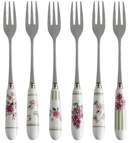 Set 6 furculițe cu mâner din ceramică Brandani Nonna Rosa