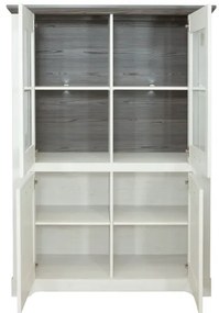 Vitrina Cu 4 Usi Gasparo, Stejar Alb Si Gri Antichizat, 115 Cm