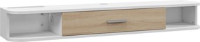 HOMCOM,Suport TV,Cu 2 Rafturi Deschise și Dulap cu Ușă Rabatabilă,MDF,120cm x 26cm x 16cm,Alb, gri | Aosom Romania