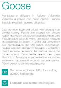 Aplica de perete cu brat flexibil LED GOOSE AP1 NERO 142692