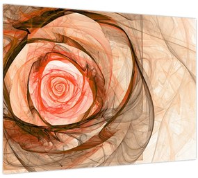 Tablou pe sticlă - Abstract trandafir roz cu fundal alb (70x50 cm)