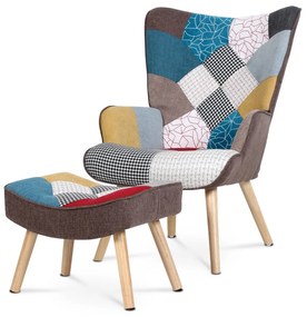 Fotoliu cu taburet PW2, patchwork