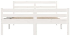 Cadru de pat King Size 5FT, alb, 150x200 cm, lemn masiv Alb, 150 x 200 cm