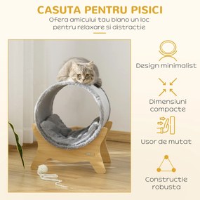 PawHut Culcuș pentru Pisici cu Zonă de Zgâriat și Pernă Căptușită, 41x40x47cm, Gri | Aosom Romania