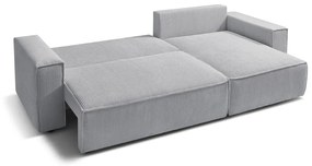 Colțar gri deschis extensibil cu tapițerie din catifea reiată (cu colț variabil) Nihad – Bobochic Paris