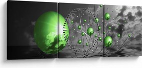 Tabloul bilelor verzi abstracte (cu ceas) (90x30 cm)