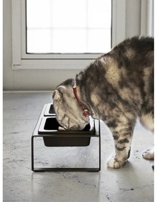 Set 2 boluri pentru animale de companie cu suport Yamazaki Tower, negru