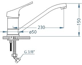 Baterie de chiuvetă ALVEUS 1091137 RIVIERA 14,8 cm crom