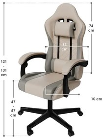 Juskys Scaun de birou HyperSeat - bej/gri