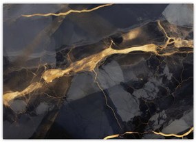 Tablou pe sticlă - Negru - decor auriu (70x50 cm)