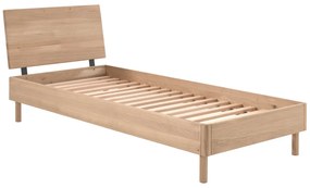 Set Complet Mobilier Camera Copii Forrest Oak, Pat 90x200 cm, Dulap cu 3 Uși, Noptieră și Birou, din Lemn de Stejar, Natur – Vipack