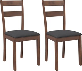 vidaXL Scaune sufragerie cu perne 2 buc. cauciuc din lemn masiv maro