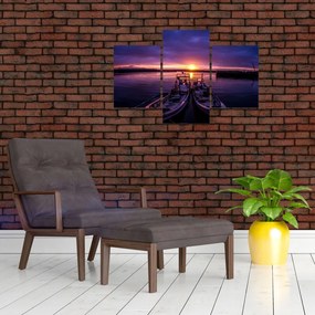 Tablou cu barci pescărești în port (90x60 cm)