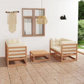 Set mobilier de gradina cu perne, 5 piese, lemn masiv de pin maro miere, Da, 1