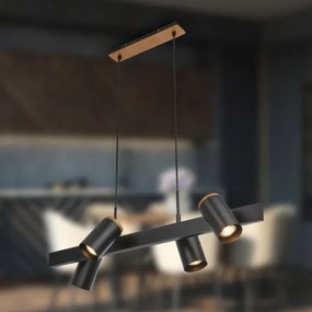 Briloner 4059045 - Lampă suspendată cu cablu ERA, 4 x GU10, 10 W, 230 V, neagră