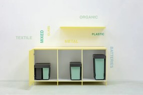 Cos colectare selectiva Brabantia Sort&Go 1008864, 2x10 L+20 L, Materiale ecologice, Economie de spatiu, Gri închis/Verde