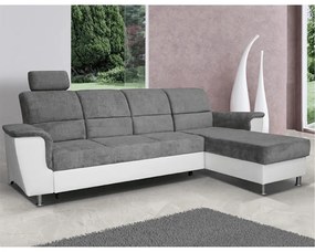 Colţar mic, piele ecologică alb/material textil gri, model dreapta, SANTIAGO COLŢAR MIC