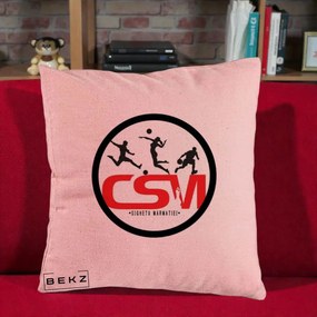 Perna Personalizata CSM Sighetu Marmatiei Sport, 40x40 cm, Roz, Husa Detasabila, Perna Inclusa, BEKZ®