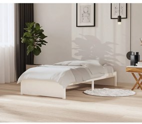 vidaXL Cadru de pat, alb, 90x200 cm, lemn masiv