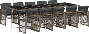 vidaXL Set mobilier de grădină cu perne, 11 piese, gri, poliratan