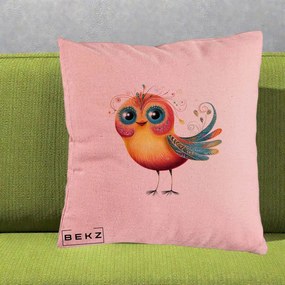 Perna Decorativa Pasare Vibranta cu Aripi Ornamentale, 40x40 cm, Roz, Husa Detasabila, Perna Inclusa, BEKZ®