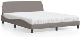 vidaXL Pat cu saltea, gri taupe, 160x200 cm material textil