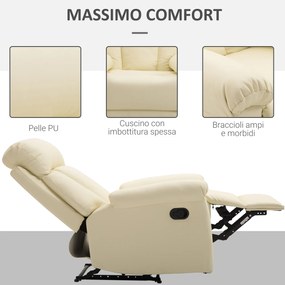 Fotoliu recliner cu spatar rabatabil HOMCOM, piele ecologica, 80×97×107cm | Aosom Romania