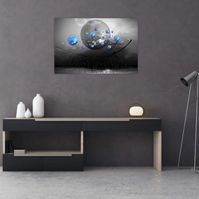 Tabloul cu bile abstracte albastre (90x60 cm)