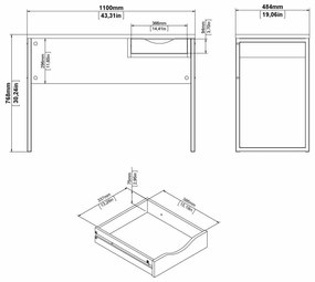 Tvilum Birou cu 1 sertar si blat in decor de stejar Culoare alb, EFREM PLUS 513
