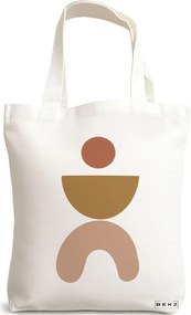 Sacosa de Panza pentru Cumparaturi, Geanta Tote, model Geometric Art, 38x34.5 cm, Alba, BEKZ®