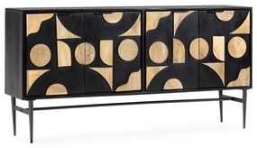 Comodă neagră din lemn de mango 175x90x40 cm Navya – MOME