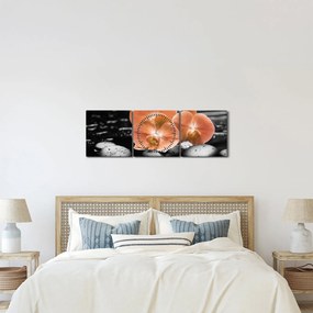 Tablou - Orhidee portocalii (cu ceas) (90x30 cm)