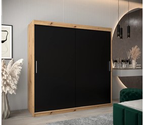 Dulap de haine 200 cm Toki (stejar artisan + negru mat). 1064854