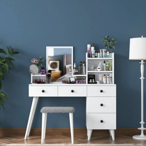 Masa de toaletă Bela White cu scaun