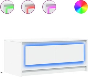 vidaXL Măsuță de cafea cu lumini LED, alb, lemn prelucrat
