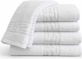 Set 5 Prosoape 70x130 cm Bumbac 500 g/mp Bordura Greceasca, Alb