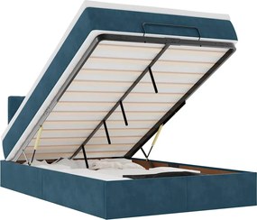 vidaXL Pat otoman cu saltea și LED-uri, albastru închis, 120x190cm