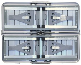 Masă camping pliabilă cu scaune, alb/crom