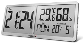 ELDONEX ECL-1110-SL - Ceas de perete digital TimeCheck 4xAA argintiu
