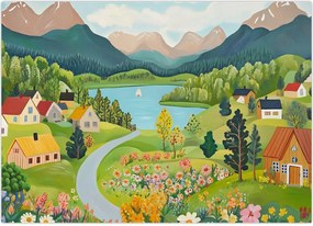 Tablou - Sat în Munți (70x50 cm)