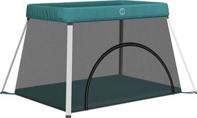 vidaXL Țarc pentru copii cu saltea, verde, pânză textil